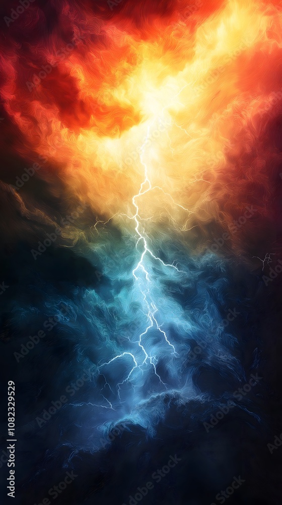 Dramatic Lightning Strike in Fiery Sky Dramatic Lightning Strike in Fiery Sky