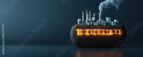Harnessing geothermal energy vibrant earth's cross-section renewable energy systems industrial environment innovative concept