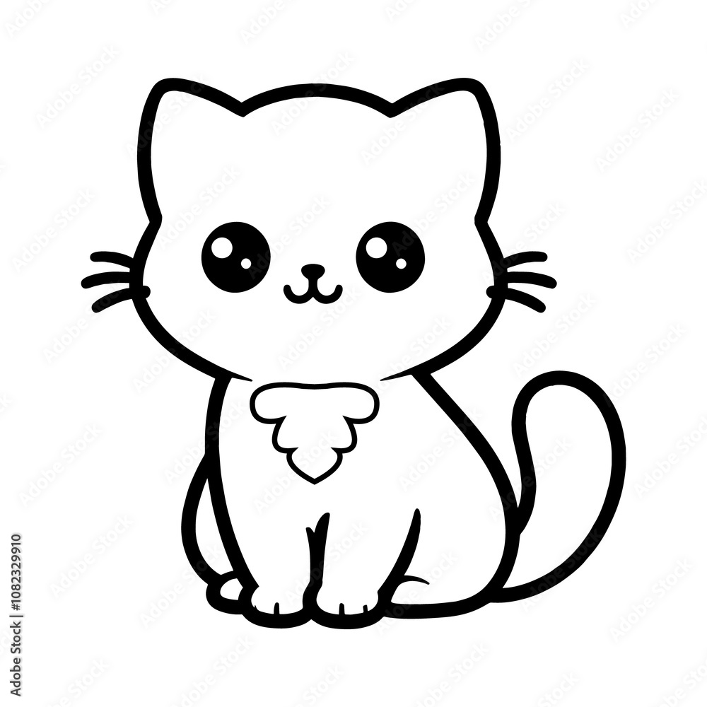 Naklejka premium a drawing of a cartoon cat with a butterfly on its tail silhouette art style vector