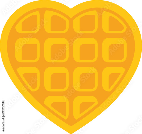 This vector illustration shows a heart shaped waffle, representing love for breakfast food