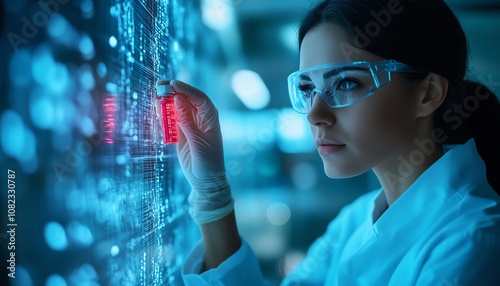 Healthcare worker in a modern hospital carefully holding a vial of CAR T cell immunotherapy, cuttingedge cancer treatment, advanced medical technology in a sterile environment photo