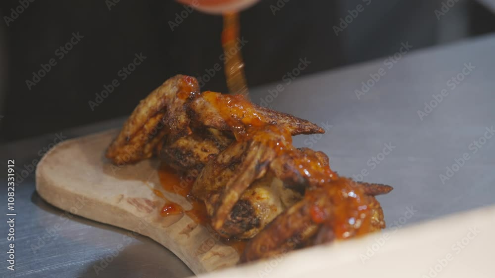 The chicken wings made and seasoned with some sauceock