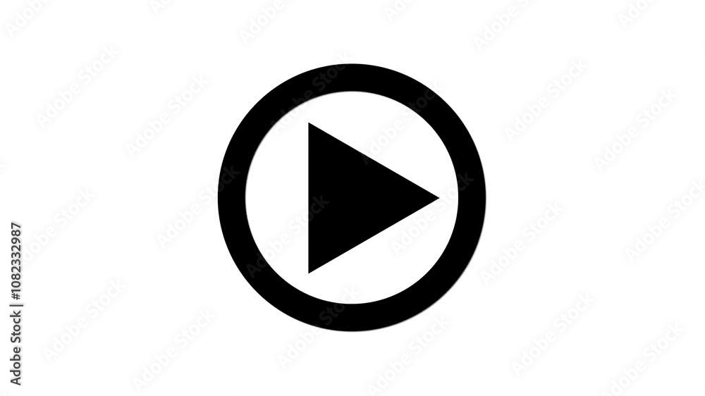Animation of video and music play button icon a white background. Animation of video and music play button icon a white background.