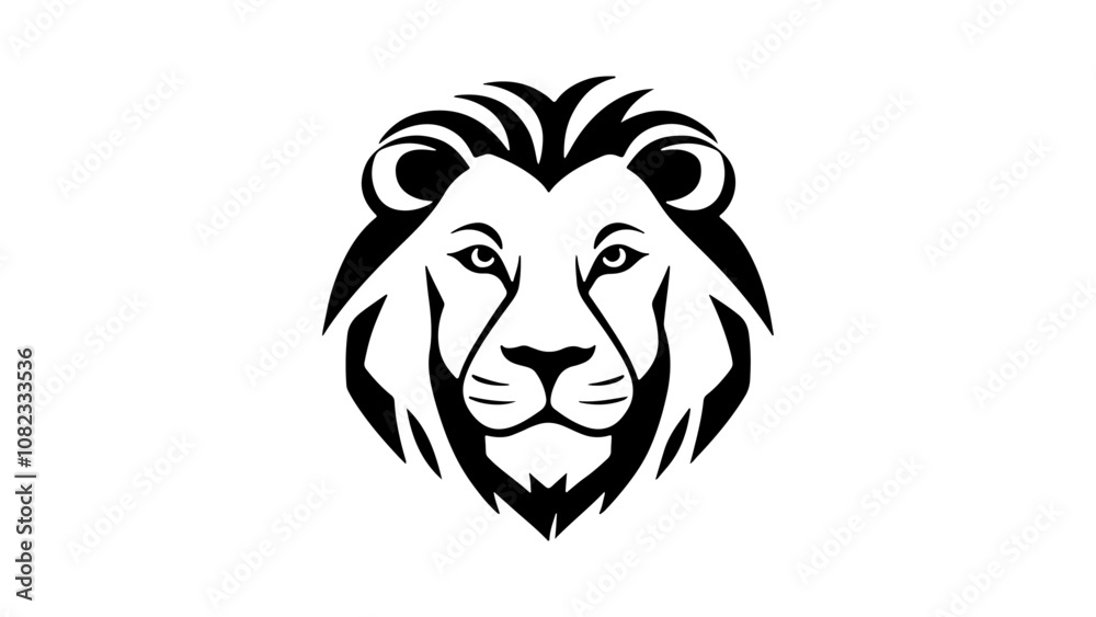 black and white simple lion head vector outline illustration black and white simple lion head vector outline illustration