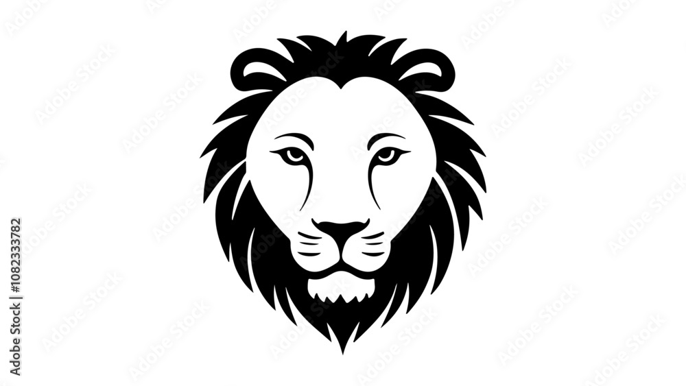 Fototapeta premium black and white silhouette head of lion