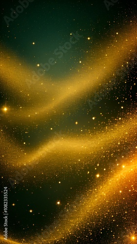 Phone wallpaper background, Sweeping bands of yellow and green hues across a starry night sky with a bright glow at the bottom corner.