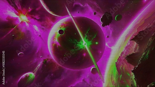 Abstract background. Purple - green palette. Raster fractal graphics.