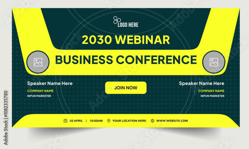 Business yearly conference digital webinar banner template design, online meeting banner design, talk show banner design, editable vector eps 10 file format