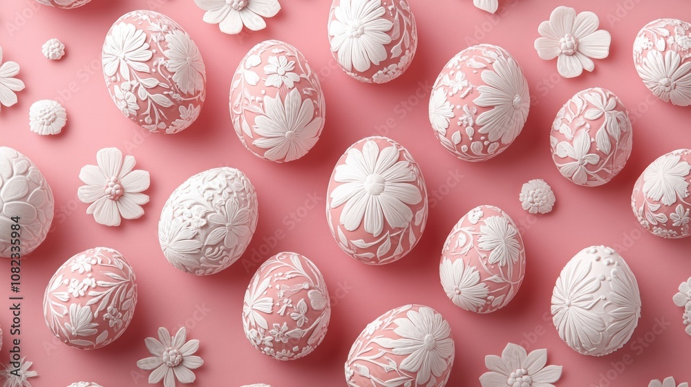 Close-Up of Easter Eggs with Stunningly Detailed Floral Patterns