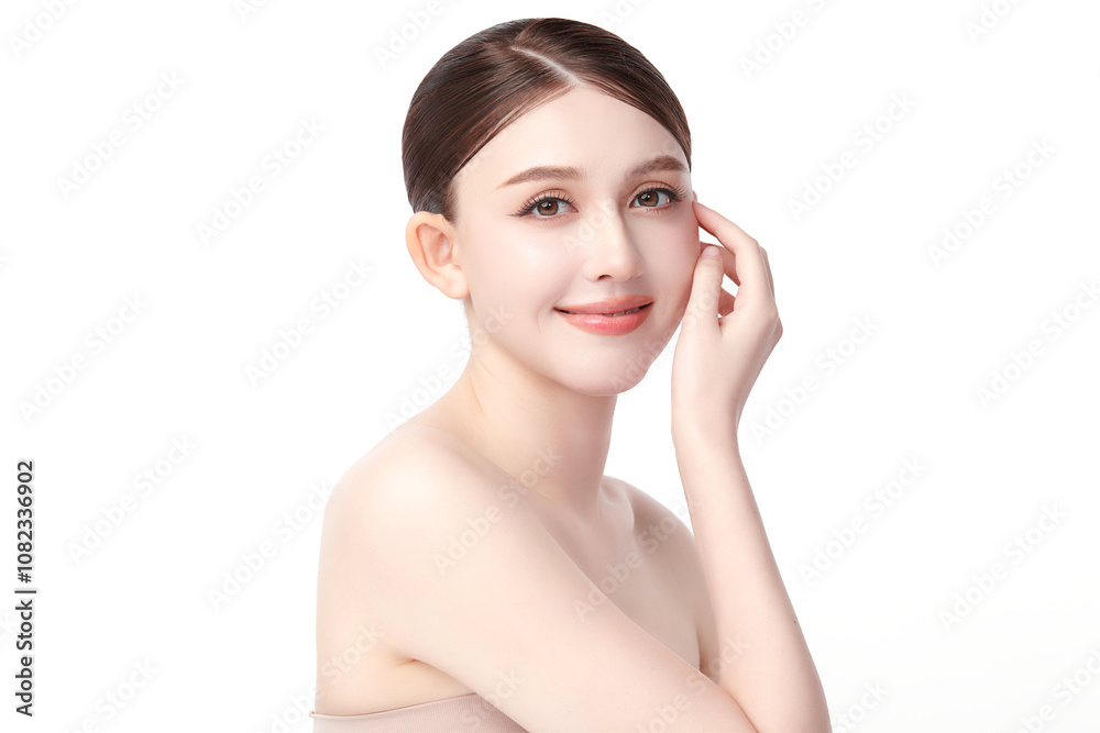Beautiful young asian woman with clean fresh skin on white background, Face care, Facial treatment, Cosmetology, beauty and spa, Asian women portrait. Beautiful young asian woman with clean fresh skin on white background, Face care, Facial treatment, Cosmetology, beauty and spa, Asian women portrait.