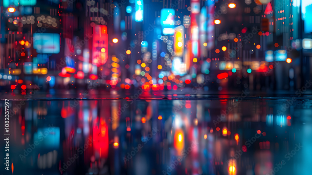 Fototapeta premium Abstract City Lights Background - Bokeh Night Scene