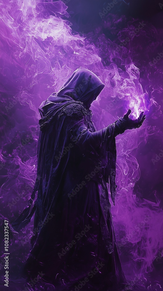 sorcerer casts spell on purple background sorcerer casts spell on purple background