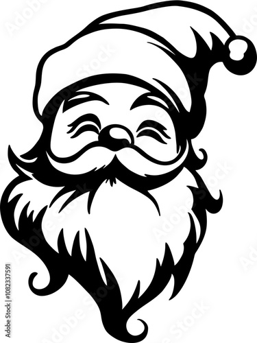 Santa Claus, outline. Black vector illustration. Christmas Silhouette