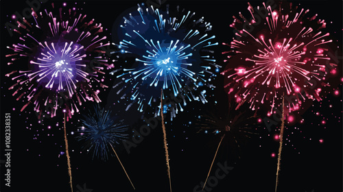 Vibrant Colorful Fireworks Exploding in the Night Sky