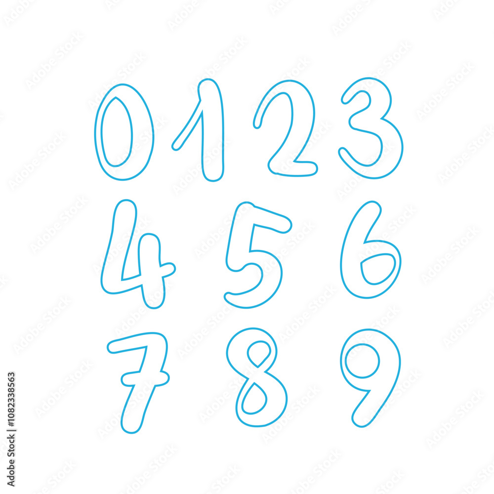 Set of outline Numbers Vector Illustrations, Numbers Clipart 0 to 9 Set, Numbers Vector Design, Nursery Numbers Decor Set of outline Numbers Vector Illustrations, Numbers Clipart 0 to 9 Set, Numbers Vector Design, Nursery Numbers Decor