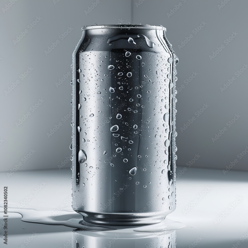 Close-Up View of a Metallic Tin Can with Reflective Details Close-Up View of a Metallic Tin Can with Reflective Details