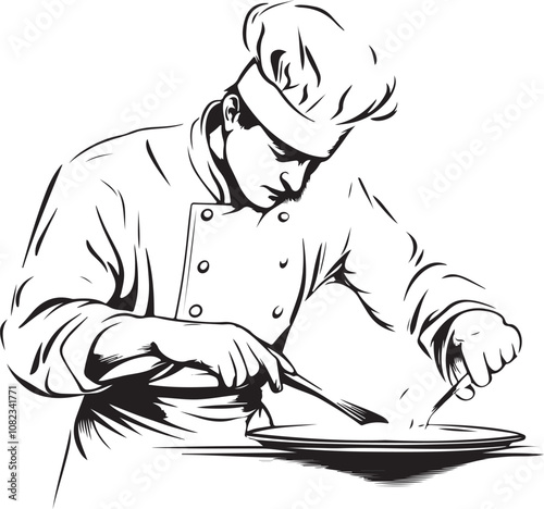 sketch of a chef with a spatula