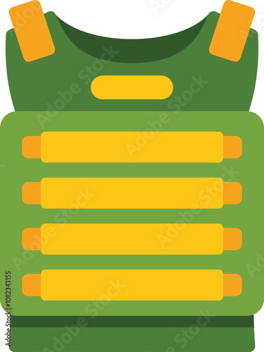 Green military bulletproof vest protecting from gunfire and weapons