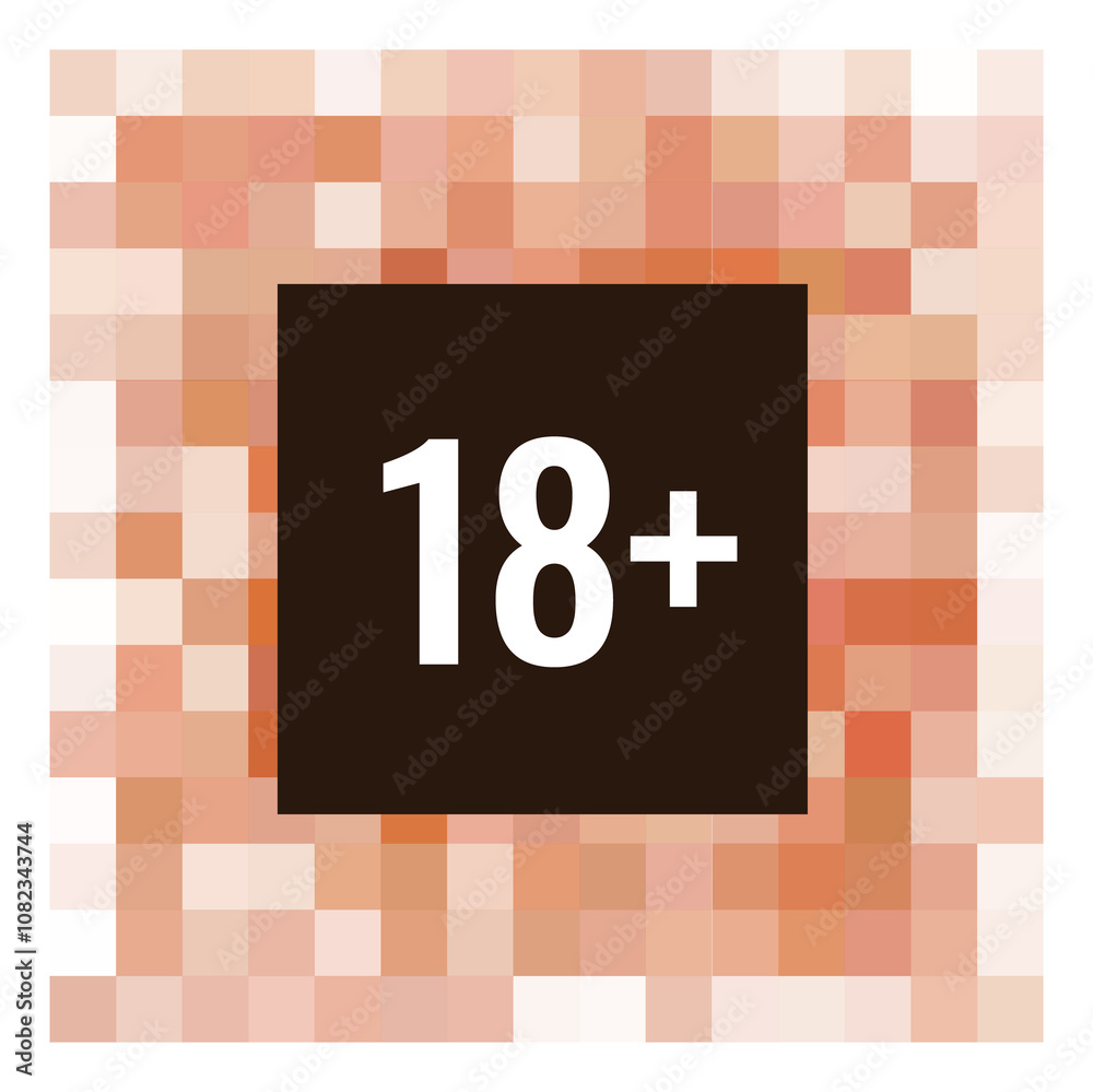 18 plus age censorship sign. Content access restriction 18 plus age censorship sign. Content access restriction
