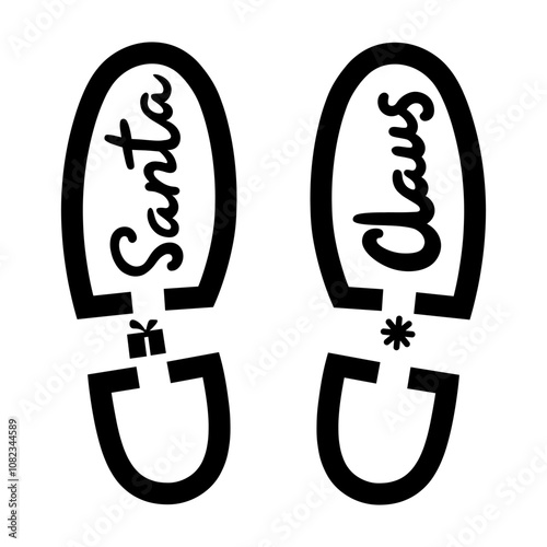 Santa's Foot prints silhouette vector illustration
