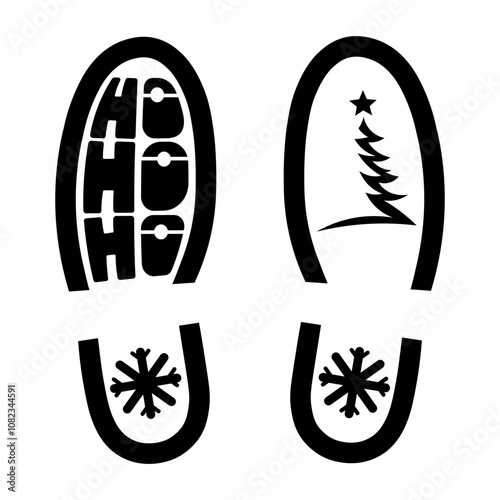 Santa's Foot prints silhouette vector illustration