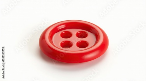 Red Plastic Sew-On Button with Glossy Finish