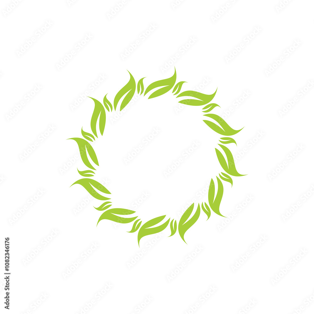 Circle Leaf Nature Logo Design. Leaves Frame Template Design. organic logo Circle Leaf Nature Logo Design. Leaves Frame Template Design. organic logo