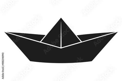 a small paper boat silhouette illustration white background