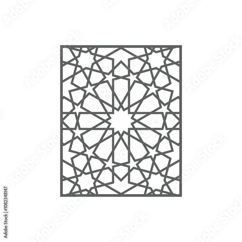 illustration of an ornament, Geometric Islamic Window Vector Graphic, Arabic Ornament, Arabesque Decoration, Muslim Home Decor, Islamic Art