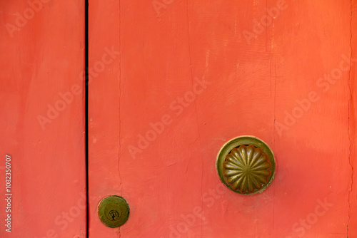 Rabat, Malta An old weathered wooden door with a doorknob.
