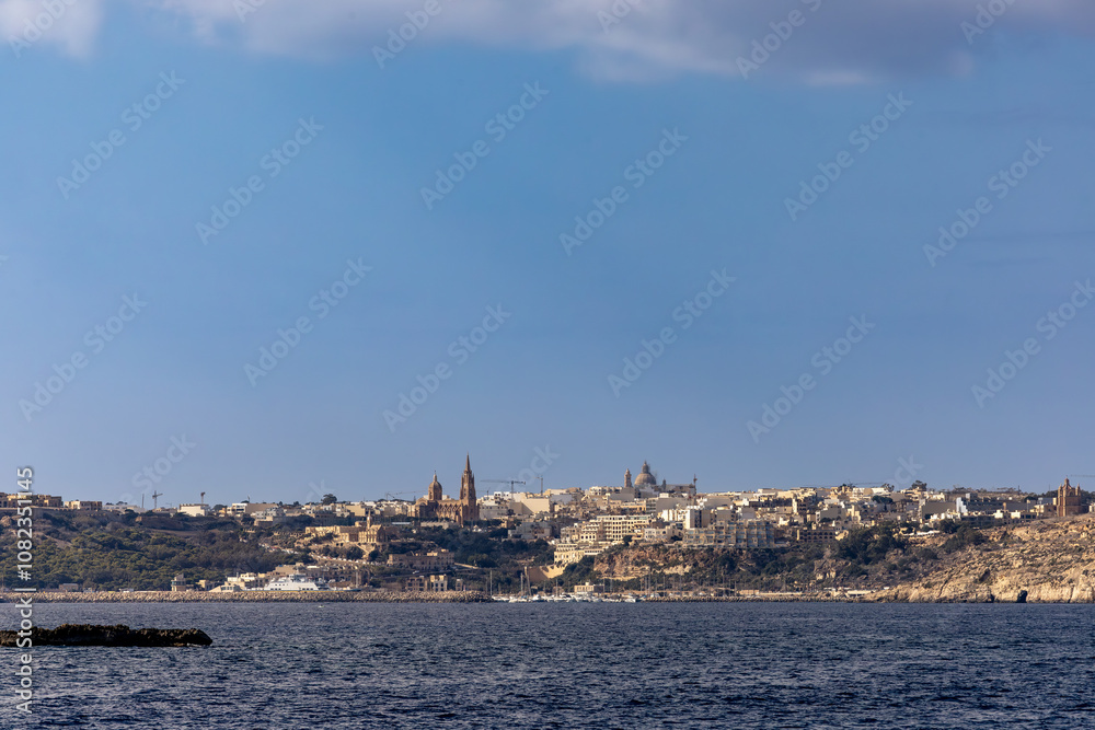 Obraz premium Ghajnsielem, Gozo Island, Malta A seaview of Ghajnsielem on Gozo island.