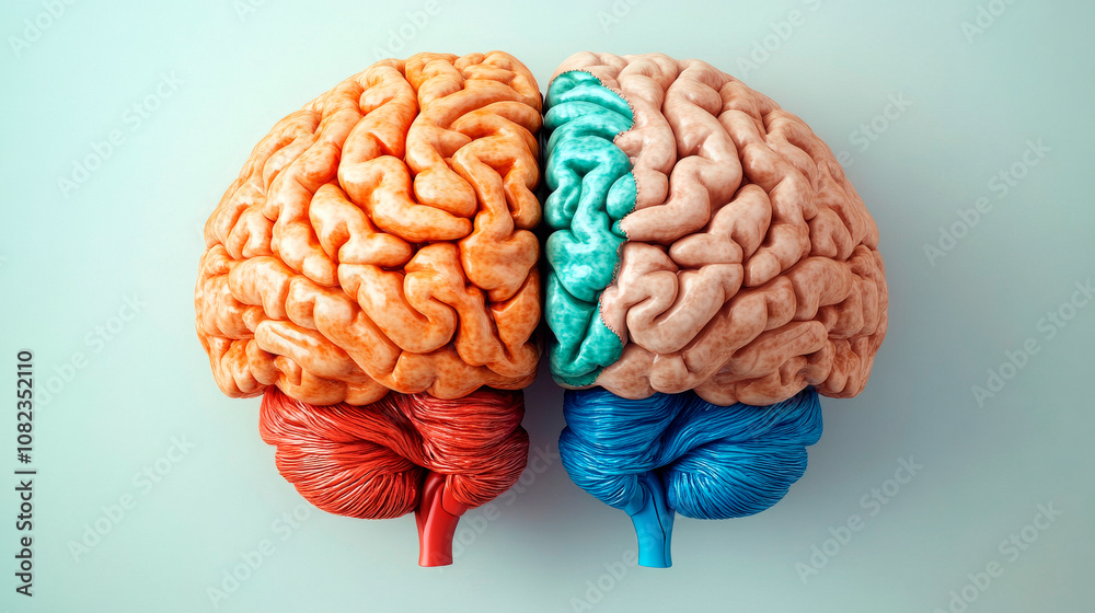 Brain Divided into Colored Sections Representing Ideas Brain Divided into Colored Sections Representing Ideas