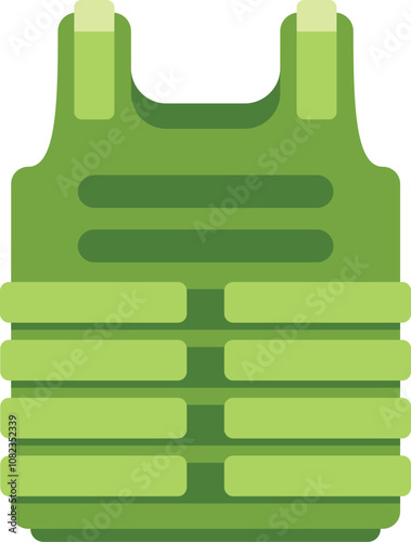 Green bulletproof vest protecting the torso from gunfire