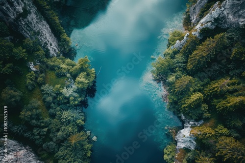 Top View of Riverway through Jungle for Background Wallpaper