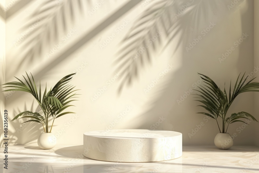 3d render background with stone podium and plants, realistic photo 3d render background with stone podium and plants, realistic photo