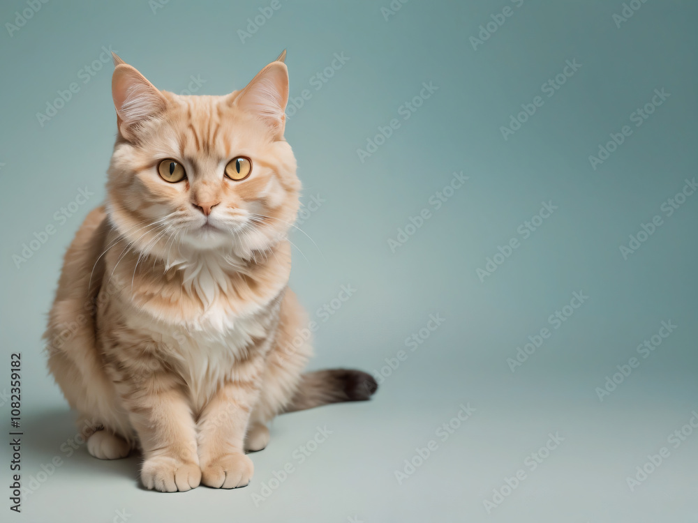 Obraz premium A cat sits against a plain background
