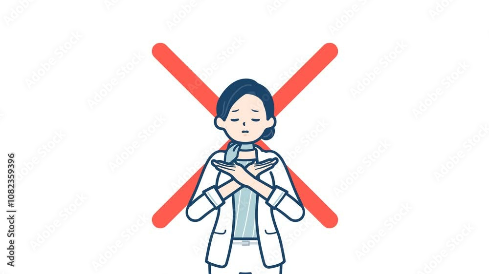 Beauty adviser woman_pose making X arms_with alpha channel Beauty adviser woman_pose making X arms_with alpha channel