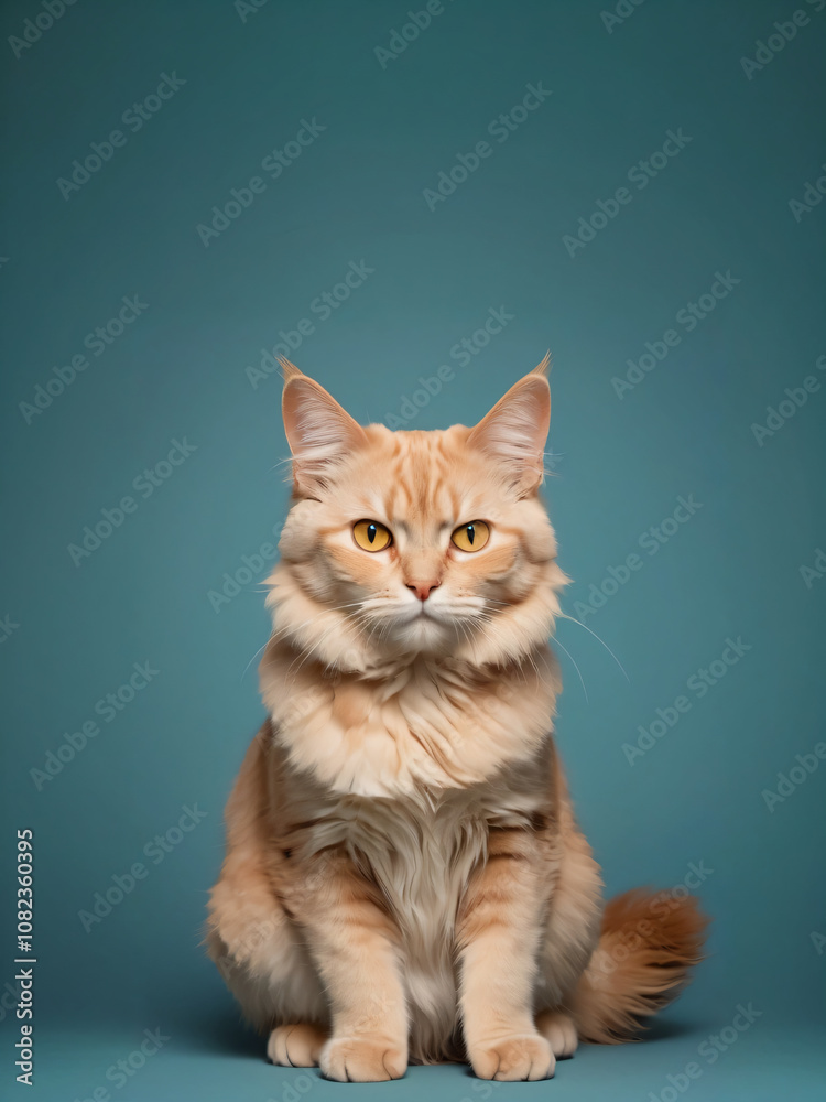 Obraz premium A cat sits against a plain background
