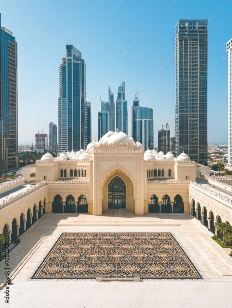 Obraz premium A blend of traditional and modern architecture in a cityscape.