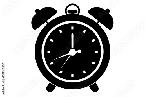 Ringing alarm clock silhouette vector illustration white background