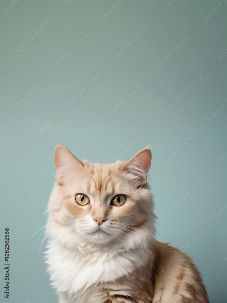 Obraz premium A cat sits against a plain background