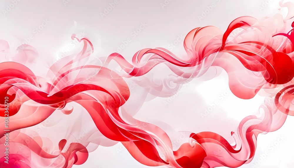 Dynamic flutter and smoky style red and white color gradients create aesthetic abstract art on a white background. Dynamic flutter and smoky style red and white color gradients create aesthetic abstract art on a white background.