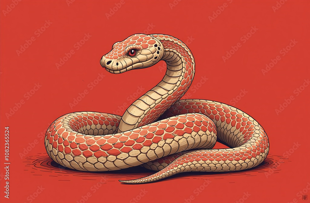 Flat chinese new year snake 2025. A stylized image of the Chinese New Year snake in a modern, flat design. Perfect for branding and advertising materials Flat chinese new year snake 2025. A stylized image of the Chinese New Year snake in a modern, flat design. Perfect for branding and advertising materials