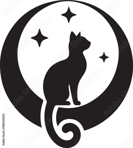 black cat on the moon