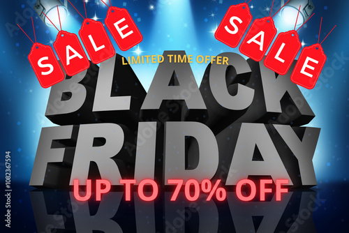 A dynamic Black Friday sale banner with a 3D 