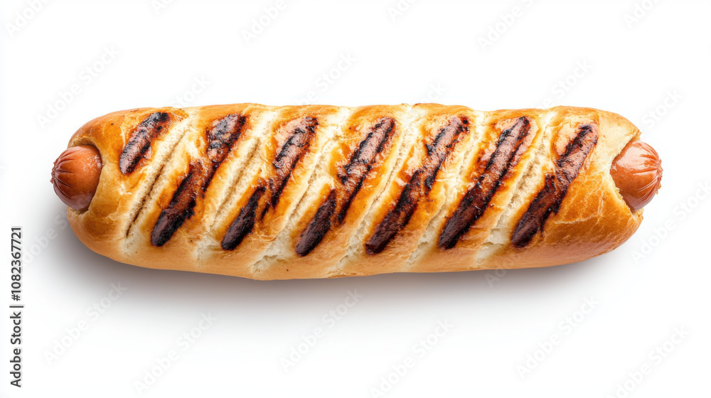 Fresh bake and grill, Freshly grilled hot dog with deep grill marks on soft bun, perfect for summer picnics and barbecues. Enjoy delicious flavors! Fresh bake and grill, Freshly grilled hot dog with deep grill marks on soft bun, perfect for summer picnics and barbecues. Enjoy delicious flavors!