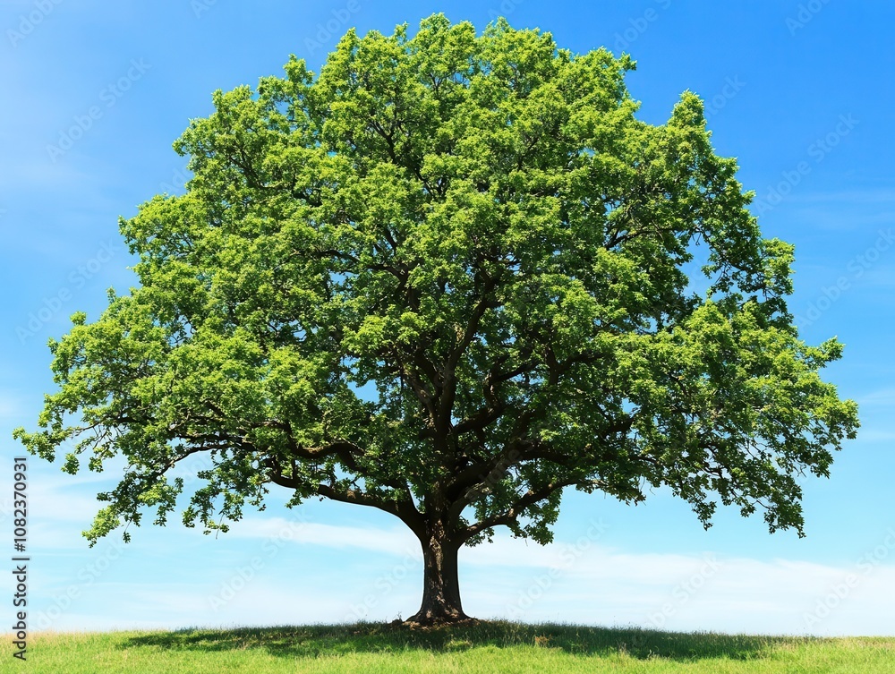 lush pin oak tree with vibrant green leaves basking in sunlight, showcasing nature's beauty and vitality, highlighted against a clear blue sky lush pin oak tree with vibrant green leaves basking in sunlight, showcasing nature's beauty and vitality, highlighted against a clear blue sky