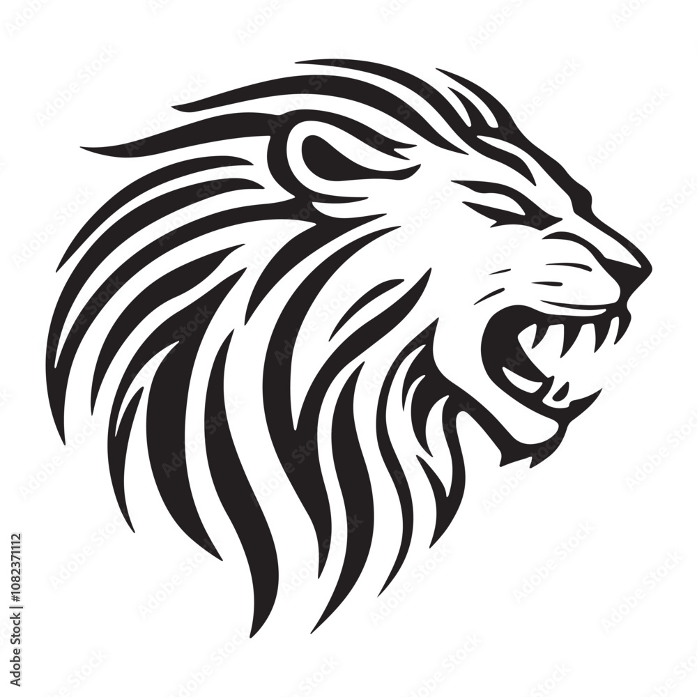 Lion-face artwork vector with intricate details and bold lines. furious wild lion on a white background. Lion-face artwork vector with intricate details and bold lines. furious wild lion on a white background.
