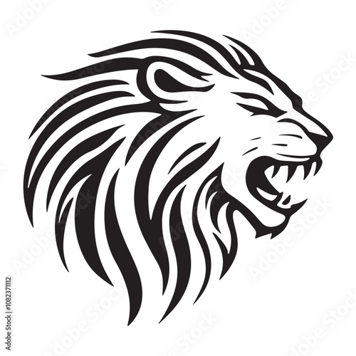 Wallpaper Mural Lion-face artwork vector with intricate details and bold lines. furious wild lion on a white background. Torontodigital.ca