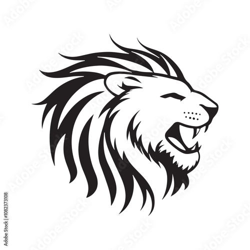 Wallpaper Mural Lion-face artwork vector with intricate details and bold lines. furious wild lion on a white background. Torontodigital.ca